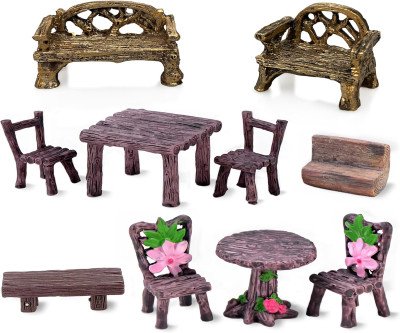 Charming Miniature Table and Chairs Set for Fairy Gardens