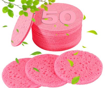 Natural Cellulose Facial Sponges - 50 Pack Professional