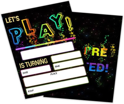 Neon Glow Birthday Party Invitations (20 Cards)