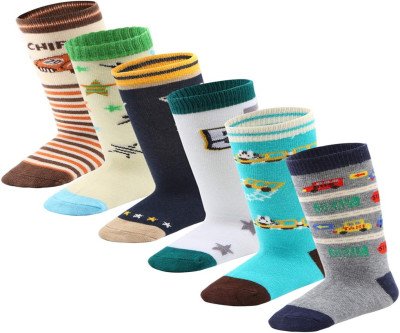 No-Slip Grip Socks for Toddler Boys - 6 Pairs