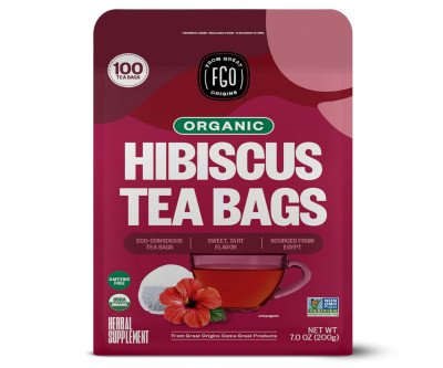 Organic Hibiscus Tea: Tart, Caffeine-Free Bliss in 100 Bags