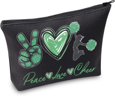 Peace Love Cheer: Premium Canvas Cosmetic Bag