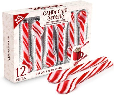 Peppermint Candy Cane Spoons Pack for Holiday Cheer