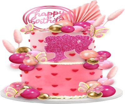 Whimsical Pink Butterfly Cake Topper Set