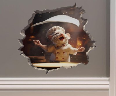 Whimsical Pizza Mouse 3D Wall Decal