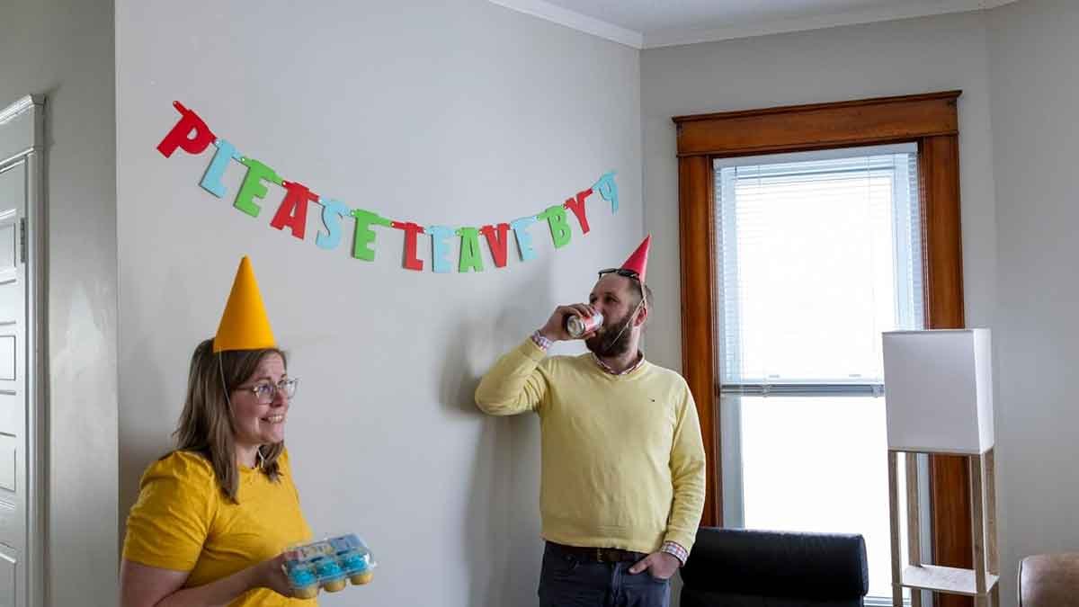 Please Leave by 9 Party Banner