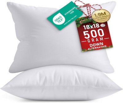 Plump 18x18 Pillow Inserts (2-Pack, White) for Cozy Throws
