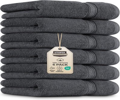 Plush 6-Pack Grey Hand Towels – Super Soft & Absorbent