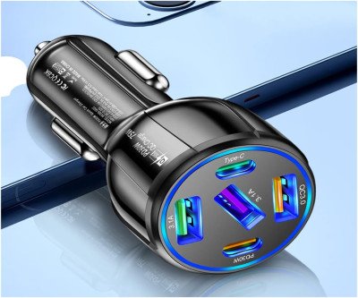 Power-Up Your Road Trips: 5-Port USB Car Charger