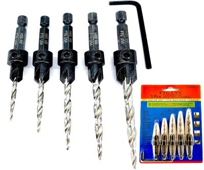 Precision 5-Pc Countersink Bits for Perfect Wood Screws