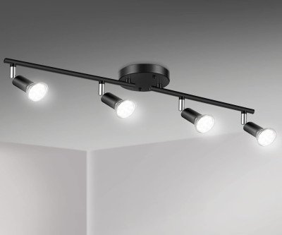 Precision Track Lighting: 4 Adjustable LED Spots for Perfect Room Illumination