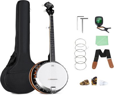 Professional 5-String Banjo: Full Size 38-Inch Instrument