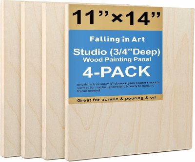 Professional Birch Wood Art Panels - 4 Pack Studio Quality