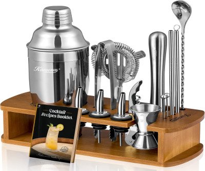Professional Home Bar: Complete Cocktail Shaker Set with Stand