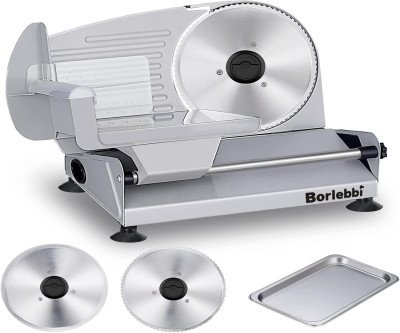 Professional Meat Slicer: 200W Electric Deli Slicer with 2 Stainless Steel Blades