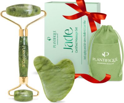 Real Jade Roller & Gua Sha Set for Glowing Skin