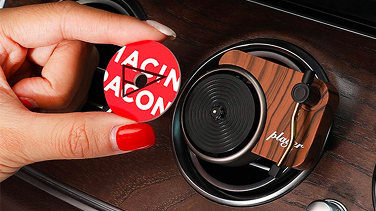 Record Player Car Air Freshener with Spinning Turntable