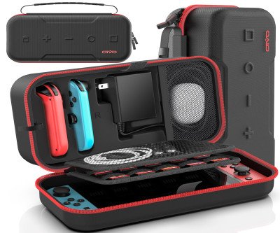 Red Switch Travel Case with 20 Games & Hard Protection