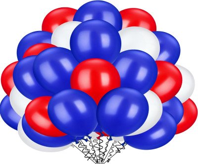100 Patriotic Red White Blue Balloons for 4th of July Decorations