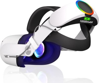 8-Hour VR Gaming Power: RGB Head Strap with Battery for Quest 2