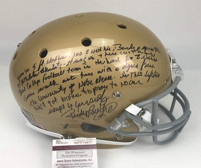 Authentic Rudy Ruettiger Signed Notre Dame Helmet