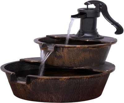 Rustic Barrel Fountain - Soothing Outdoor Water Feature