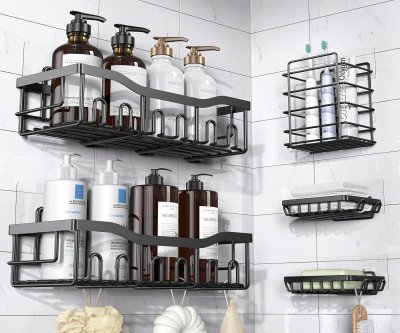Rustproof No-Drill Shower Caddy 5-Pack for Easy Bath Storage