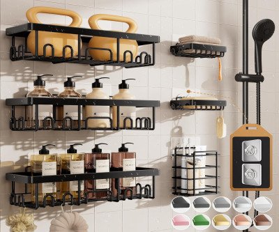Rustproof Shower Caddy 6-Pack for Clutter-Free Baths