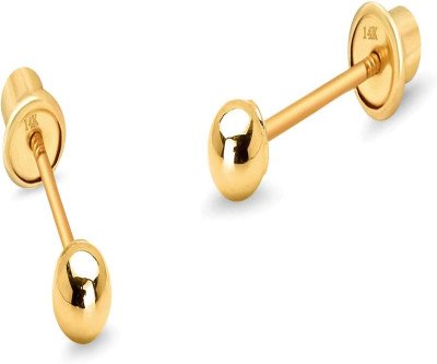 Safe & Elegant 14k Gold Stud Earrings for Baby Girls