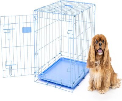 Secure Blue Metal Dog Crate - Small Breed Comfort