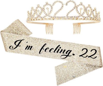 Shine Bright on Your 22nd - Golden Tiara & Sash Set