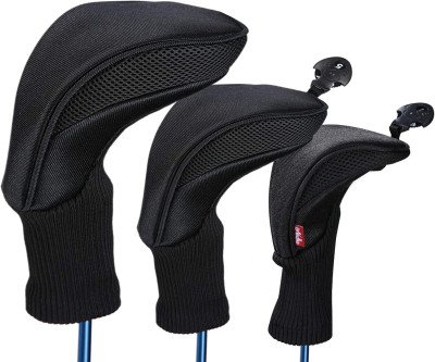 Sleek Black Headcovers Protect Driver, Woods & Hybrids