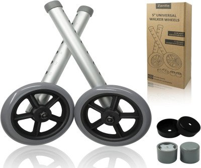 Smooth 5-Inch Grey Wheels for Senior Walkers - Pair