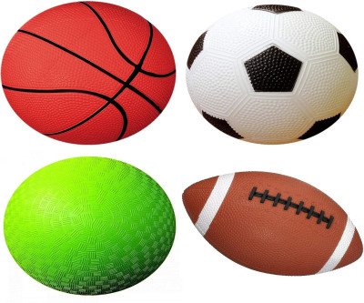4 Soft Sports Balls + Pump for Kids' Safe Fun