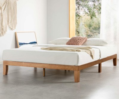 Solid Wood Queen Platform Bed - Natural Pine