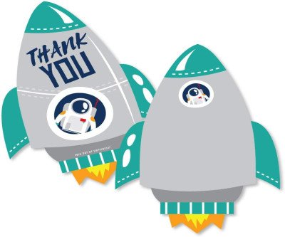 Space Rocket Thank You Cards - 12 Pack