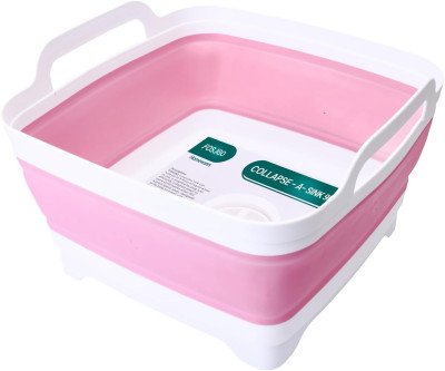 Space-Saving 9L Collapsible Dish Basin with Drain