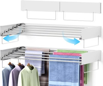 Space-Saving Wall Drying Rack: 5-Rod Foldable Laundry Solution