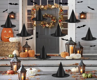 Spooktacular Halloween Witch Hats & Bat Decor Set