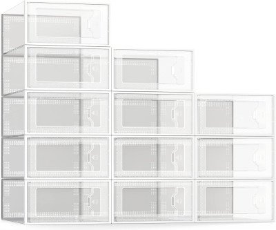 Stackable Shoe Storage Boxes - Clear Organizer for Size 11 Shoes
