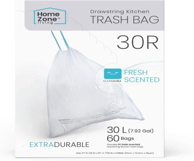Strong Kitchen Trash Bags with Durable Drawstring Handles