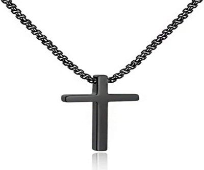 Stylish Cross Necklace for Men in Silver and Black