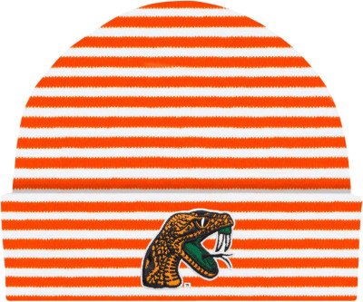 Team Spirit Baby Cap: Cozy Striped Knit with Logo Embroidery