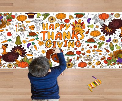 Giant Thanksgiving Coloring Poster - Keep Kids Entertained