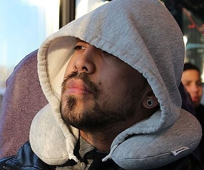 The Inflatable Hoodie Travel Pillow