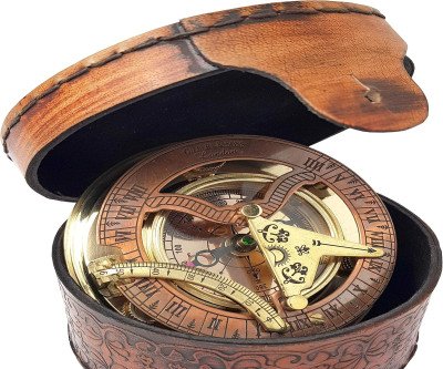 Timeless Navigation: Antique Brass Sundial Compass Gift