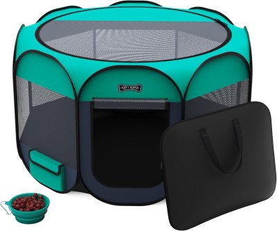 Travel-Friendly Pet Playpen with Carrying Case & Bowl