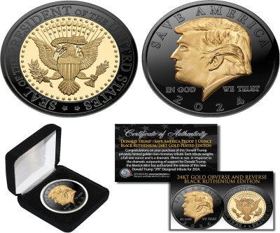 Trump 2024 Black Ruthenium Gold Tribute Coin - 1oz Collectible