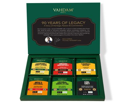 VAHDAM Top 6 Tea Sampler: 36 Fresh Bags