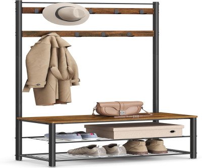 Entryway Savior: 3-in-1 Coat Rack with Storage Bench